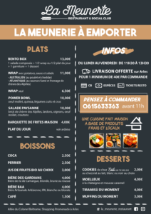 MENU A EMPORTER LA MEUNERIE RESTAURANT ARLES