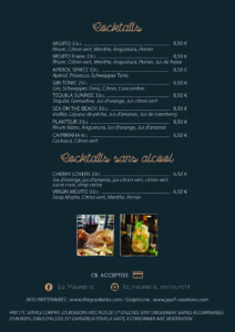 carte boissons la meunerie restaurant arles