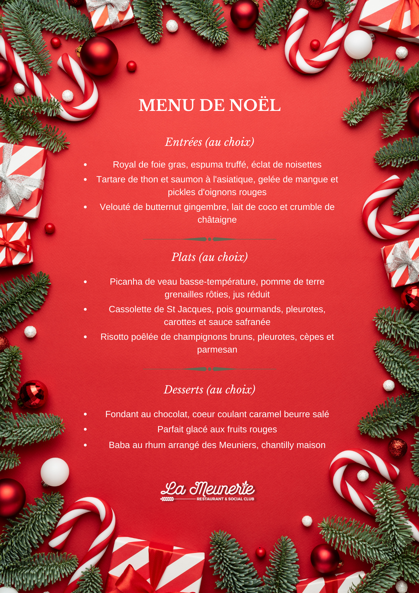 repas noel 2022 restaurant arles la meunerie