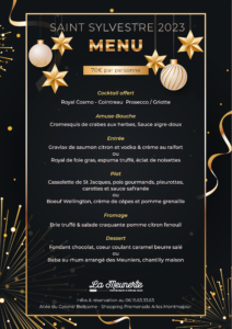 menu réveillon saint sylvestre 2022 restaurant arles la meunerie