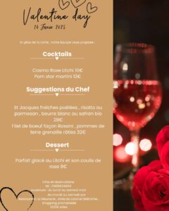 menu saint valentin restaurant arles la meunerie