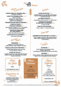 cartes plats La Meunerie Restaurant Arles