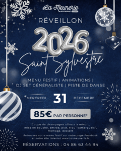 réveillon jour de l'an 2026 restaurant Arles La Meunerie